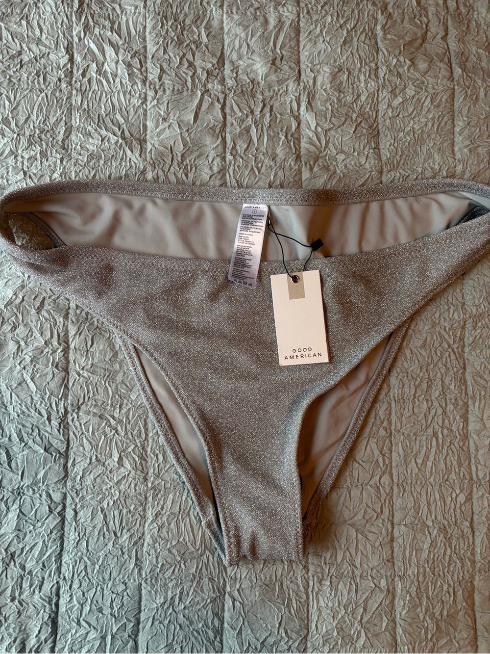 Good American Metallic Silver Bikini Bottoms